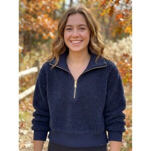 Varley Jaylin Half-Zip Sherpa Fleece Pullover - Navy - Size Small